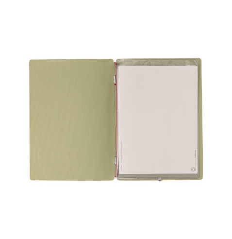 Porta Menu A5 (16,5x23,1 cm) stampa bassorilievo 2 buste (4 facciate) elastico rosso JUTA SALVIA