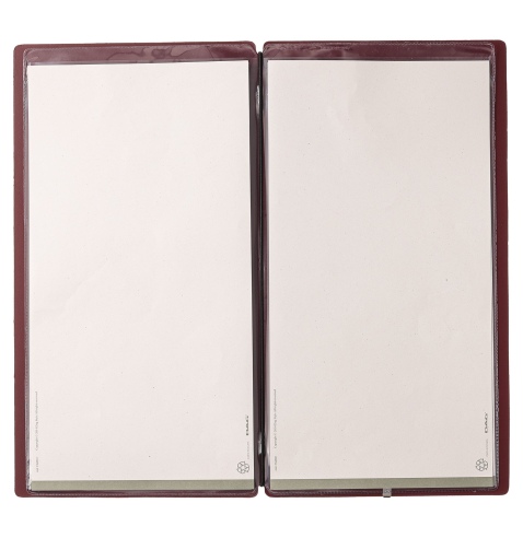 Porta Menu A4 SLIM (17,4x31,8 cm) stampa bassorilievo 2 buste (4 facciate) elastico nero CHEF BORDEAUX