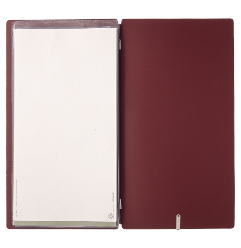 Porta Menu A4 SLIM (17,4x31,8 cm) stampa bassorilievo 2 buste (4 facciate) elastico nero CHEF BORDEAUX