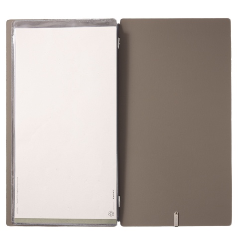 Porta Menu A4 SLIM (17,4x31,8 cm) stampa bassorilievo 2 buste (4 facciate) elastico nero CHEF TORTORA