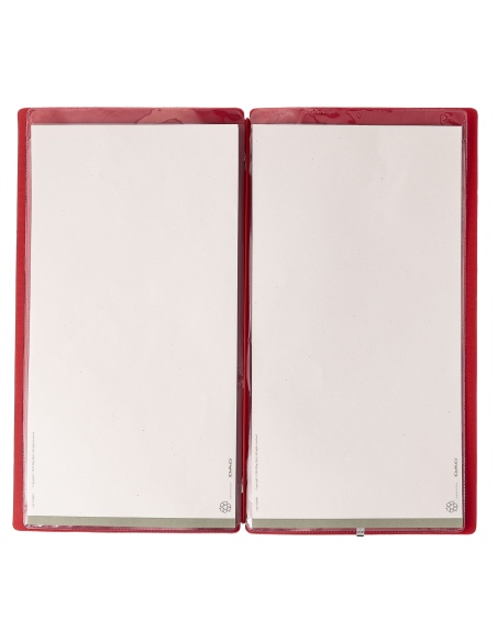 Porta Menu A4 SLIM (17,4x31,8 cm) stampa bassorilievo 2 buste (4 facciate) elastico rosso JUTA BICOLOR