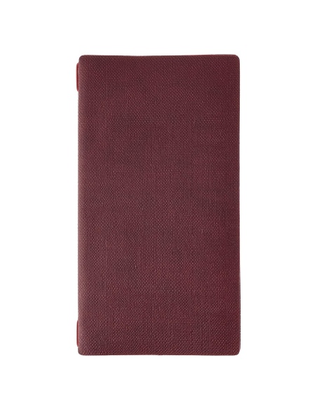 Porta Menu A4 SLIM (17,4x31,8 cm) stampa bassorilievo 2 buste (4 facciate) elastico rosso JUTA BORDEAUX