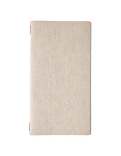 Porta Menu A4 SLIM (17,4x31,8 cm) stampa bassorilievo 2 buste (4 facciate) elastico rosso JUTA AVORIO