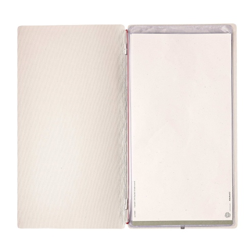 Porta Menu A4 SLIM (17,4x31,8 cm) stampa bassorilievo 2 buste (4 facciate) elastico rosso JUTA AVORIO