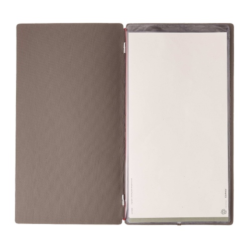 Porta Menu A4 SLIM (17,4x31,8 cm) stampa bassorilievo 2 buste (4 facciate) elastico rosso JUTA GRIGIO