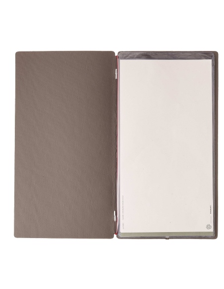 Porta Menu A4 SLIM (17,4x31,8 cm) stampa bassorilievo 2 buste (4 facciate) elastico rosso JUTA GRIGIO