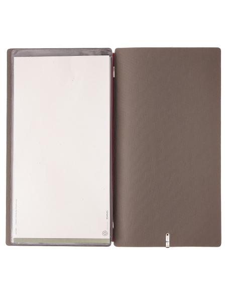 Porta Menu A4 SLIM (17,4x31,8 cm) stampa bassorilievo 2 buste (4 facciate) elastico rosso JUTA GRIGIO