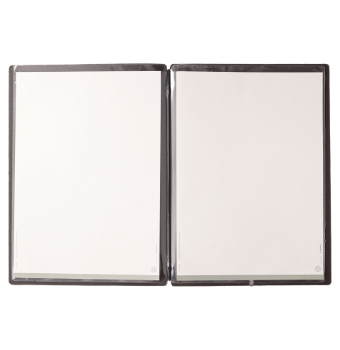 Porta Menu A4 (23,2x31,8 cm) stampa bassorilievo 2 buste (4 facciate) elastico nero CHEF MARRONE