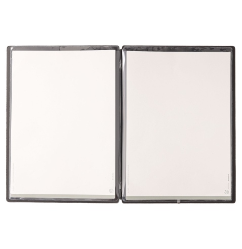 Porta Menu A4 (23,2x31,8 cm) stampa bassorilievo 2 buste (4 facciate) elastico nero CHEF NERO