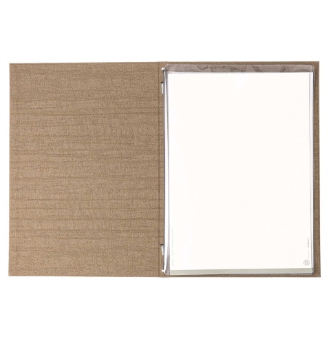 Porta Menu ITALY A4 (23,2x32 cm) - 2 buste (4 facciate) elastico nero - senza scritta - colore SABBIA