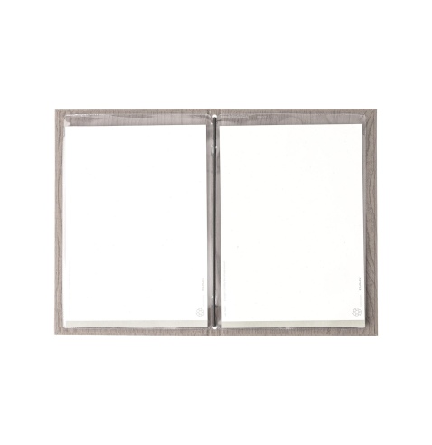 Porta Menu ITALY A5 (16,5x23,4 cm) - 2 buste (4 facciate) elastico nero - senza scritta - colore ROVERE