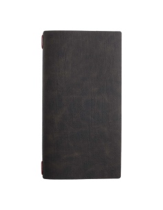 Porta Menu A4 SLIM (17,4x31,8 cm) stampa bassorilievo cornicetta (4 facciate) elastico rosso JUTA MARRONE
