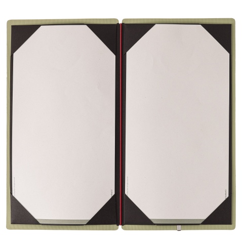 Porta Menu A4 SLIM (17,4x31,8 cm) stampa bassorilievo cornicetta (4 facciate) elastico rosso JUTA SALVIA