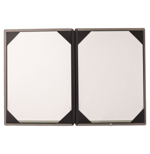 Porta Menu A4 (23,2x31,8 cm) stampa bassorilievo cornicetta (4 facciate) elastico nero CHEF TORTORA