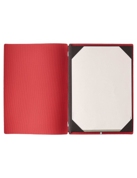 Porta Menu A4 (23,2x31,8 cm) stampa bassorilievo cornicetta (4 facciate) elastico rosso JUTA BICOLOR