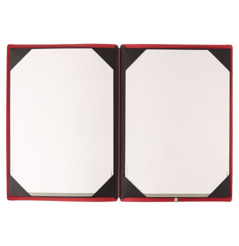 Porta Menu A4 (23,2x31,8 cm) stampa bassorilievo cornicetta (4 facciate) elastico rosso JUTA BICOLOR