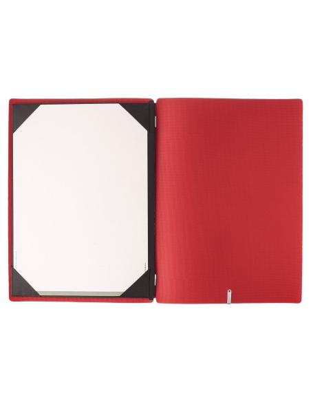 Porta Menu A4 (23,2x31,8 cm) stampa bassorilievo cornicetta (4 facciate) elastico rosso JUTA BICOLOR