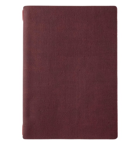 Porta Menu A4 (23,2x31,8 cm) stampa bassorilievo cornicetta (4 facciate) elastico rosso JUTA BORDEAUX