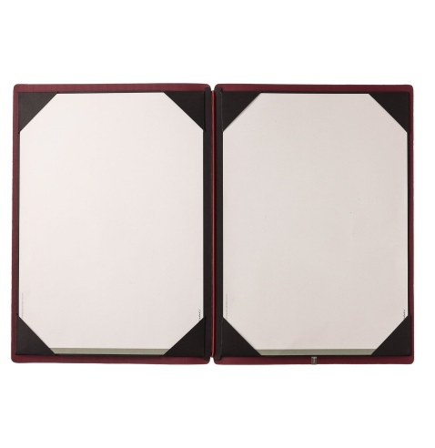 Porta Menu A4 (23,2x31,8 cm) stampa bassorilievo cornicetta (4 facciate) elastico rosso JUTA BORDEAUX