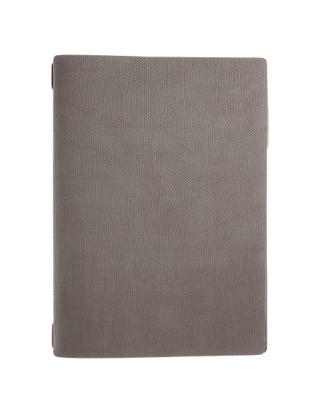 Porta Menu A4 (23,2x31,8 cm) stampa bassorilievo cornicetta (4 facciate) elastico rosso JUTA GRIGIO