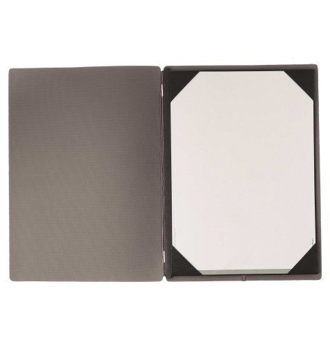 Porta Menu A4 (23,2x31,8 cm) stampa bassorilievo cornicetta (4 facciate) elastico rosso JUTA GRIGIO