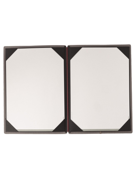 Porta Menu A4 (23,2x31,8 cm) stampa bassorilievo cornicetta (4 facciate) elastico rosso JUTA GRIGIO