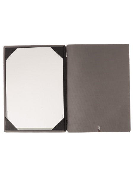 Porta Menu A4 (23,2x31,8 cm) stampa bassorilievo cornicetta (4 facciate) elastico rosso JUTA GRIGIO