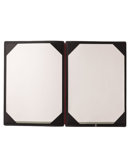 Porta Menu A4 (23,2x31,8 cm) stampa bassorilievo cornicetta (4 facciate) elastico rosso JUTA NERO