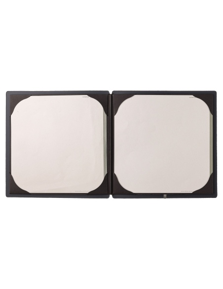 Porta Menu QUADRATO (23x23,1 cm) stampa bassorilievo cornicetta (4 facciate) elastico nero CHEF BLU