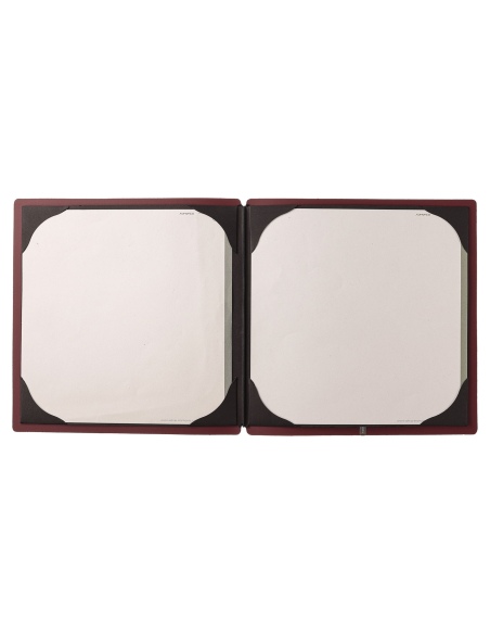 Porta Menu QUADRATO (23x23,1 cm) stampa bassorilievo cornicetta (4 facciate) elastico nero CHEF BORDEAUX