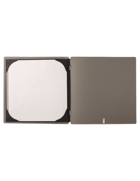 Porta Menu QUADRATO (23x23,1 cm) stampa bassorilievo cornicetta (4 facciate) elastico nero CHEF TORTORA