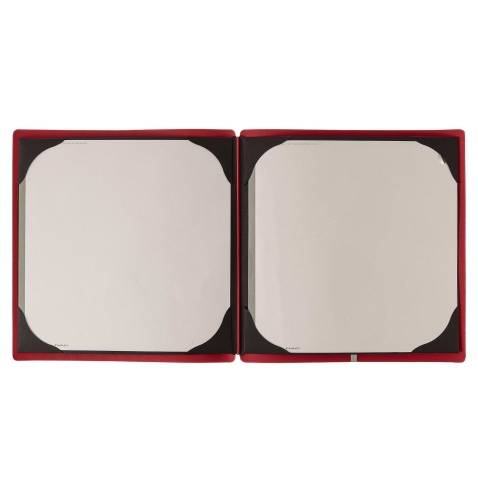 Porta Menu QUADRATO (23x23,1 cm) stampa bassorilievo cornicetta (4 facciate) elastico rosso JUTA BICOLOR
