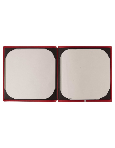 Porta Menu QUADRATO (23x23,1 cm) stampa bassorilievo cornicetta (4 facciate) elastico rosso JUTA BICOLOR