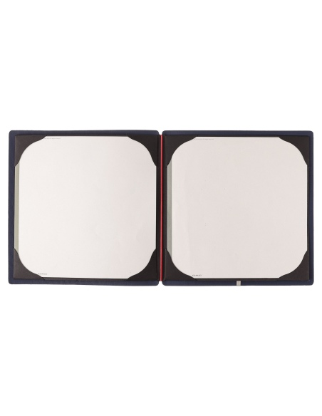 Porta Menu QUADRATO (23x23,1 cm) stampa bassorilievo cornicetta (4 facciate) elastico rosso JUTA BLU