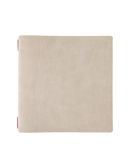 Porta Menu QUADRATO (23x23,1 cm) stampa bassorilievo cornicetta (4 facciate) elastico rosso JUTA AVORIO
