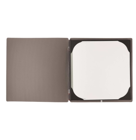 Porta Menu QUADRATO (23x23,1 cm) stampa bassorilievo cornicetta (4 facciate) elastico rosso JUTA GRIGIO