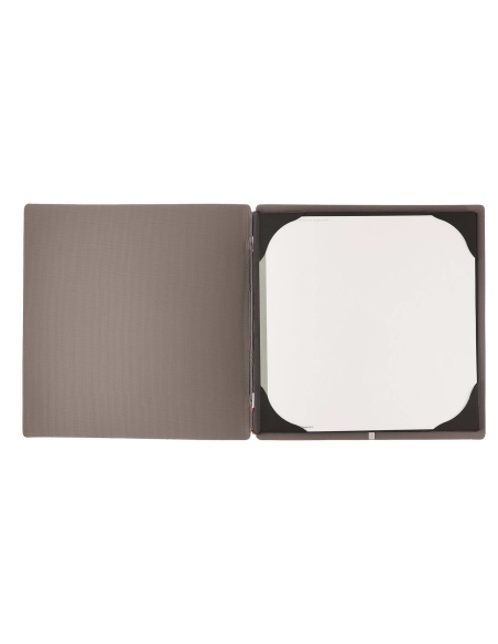 Porta Menu QUADRATO (23x23,1 cm) stampa bassorilievo cornicetta (4 facciate) elastico rosso JUTA GRIGIO