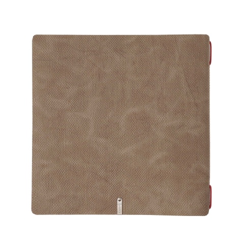 Porta Menu QUADRATO (23x23,1 cm) stampa bassorilievo cornicetta (4 facciate) elastico rosso JUTA CAMMELLO