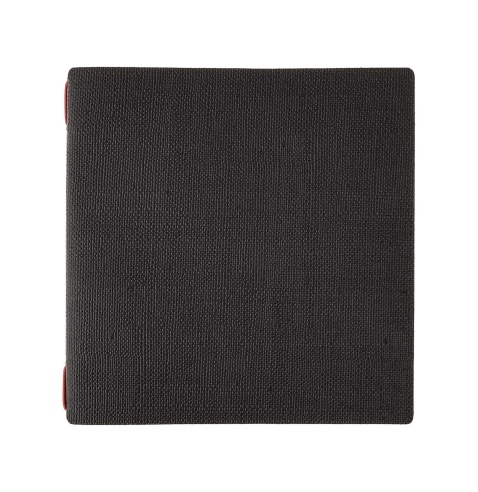 Porta Menu QUADRATO (23x23,1 cm) stampa bassorilievo cornicetta (4 facciate) elastico rosso JUTA NERO