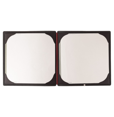 Porta Menu QUADRATO (23x23,1 cm) stampa bassorilievo cornicetta (4 facciate) elastico rosso JUTA NERO