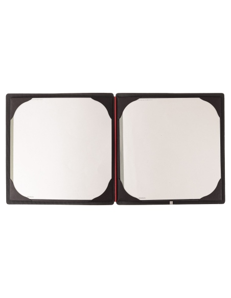 Porta Menu QUADRATO (23x23,1 cm) stampa bassorilievo cornicetta (4 facciate) elastico rosso JUTA NERO