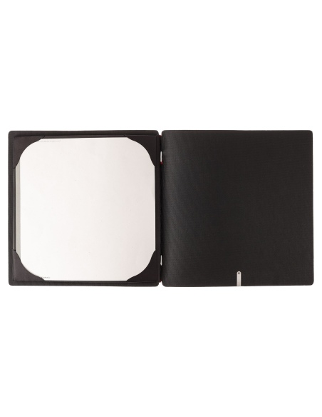 Porta Menu QUADRATO (23x23,1 cm) stampa bassorilievo cornicetta (4 facciate) elastico rosso JUTA NERO