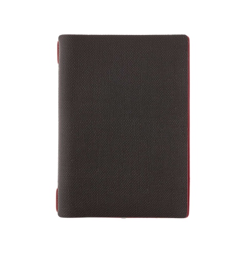 Porta Menu A5 (16,5x23,1 cm) stampa bassorilievo cornicetta (4 facciate) elastico rosso JUTA BICOLOR