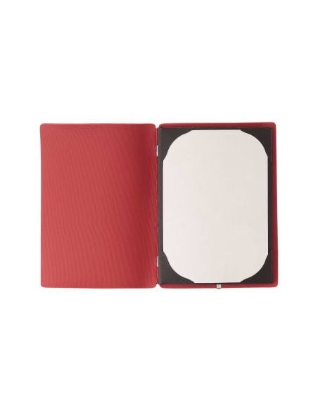 Porta Menu A5 (16,5x23,1 cm) stampa bassorilievo cornicetta (4 facciate) elastico rosso JUTA BICOLOR
