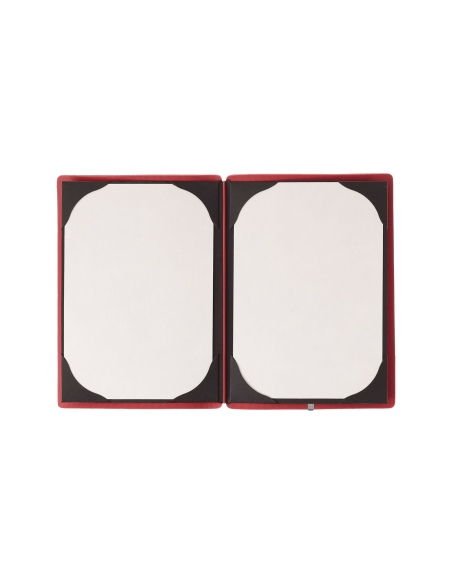 Porta Menu A5 (16,5x23,1 cm) stampa bassorilievo cornicetta (4 facciate) elastico rosso JUTA BICOLOR
