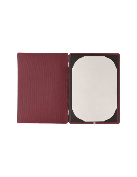 Porta Menu A5 (16,5x23,1 cm) stampa bassorilievo cornicetta (4 facciate) elastico rosso JUTA BORDEAUX