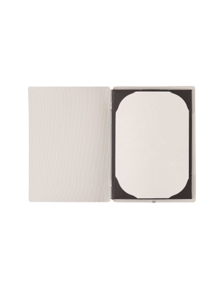 Porta Menu A5 (16,5x23,1 cm) stampa bassorilievo cornicetta (4 facciate) elastico rosso JUTA AVORIO