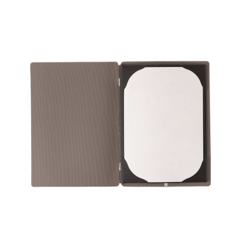 Porta Menu A5 (16,5x23,1 cm) stampa bassorilievo cornicetta (4 facciate) elastico rosso JUTA GRIGIO