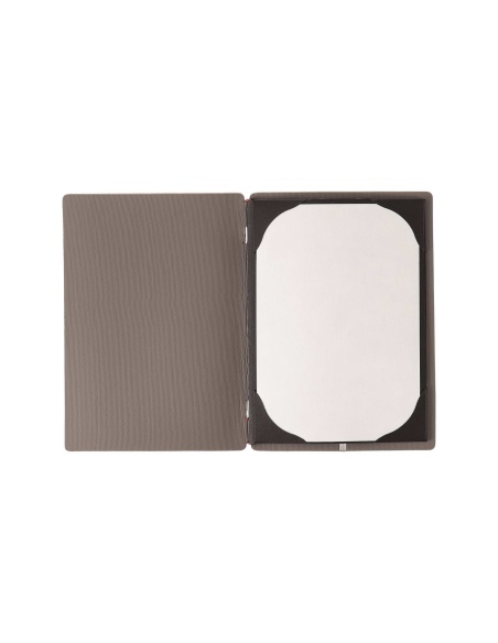 Porta Menu A5 (16,5x23,1 cm) stampa bassorilievo cornicetta (4 facciate) elastico rosso JUTA GRIGIO