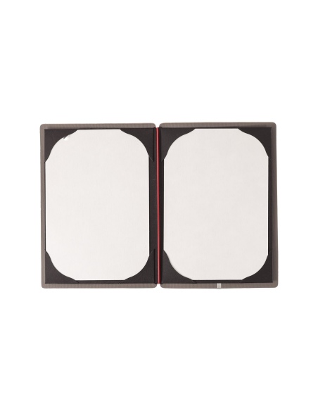 Porta Menu A5 (16,5x23,1 cm) stampa bassorilievo cornicetta (4 facciate) elastico rosso JUTA GRIGIO